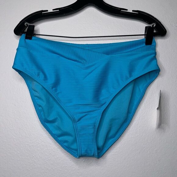 SALT + COVE Womens Size XL Ribbed V-Waist Bikini Bottoms in Aqua - Picture 3 of 8